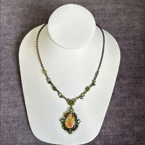 Elegant Green and Gold Vintage look  Necklace